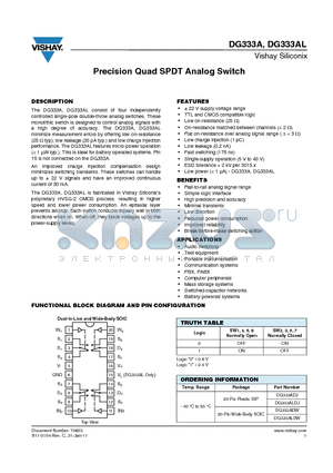 DG333ALDJ datasheet - Precision Quad SPDT Analog Switch