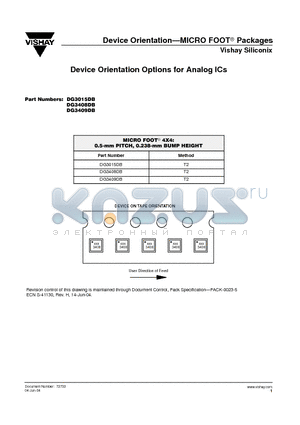 DG3408DB datasheet - Device Orientation-MICRO FOOT  Packages