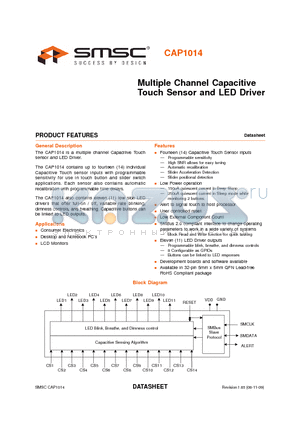 CAP1014-2-EZK-TR datasheet - Multiple Channel Capacitive Touch Sensor and LED Driver