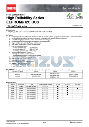BR24A01A-WM datasheet - High Reliability Series EEPROMs I2C BUS