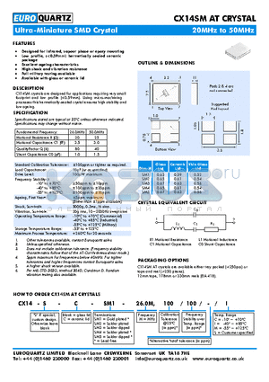 CX14SMAT datasheet - Designed for infrared, vapour phase or epoxy mounting