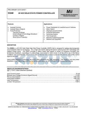 53248 datasheet - 28 VDC SOLID STATE POWER CONTROLLER