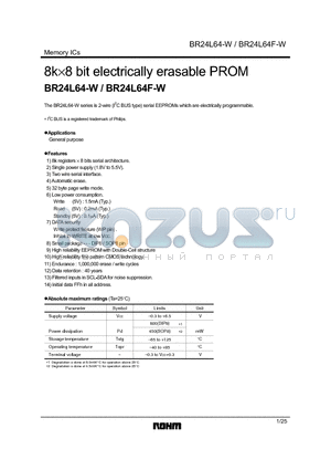 BR24L64-W_1 datasheet - 8k8 bit electrically erasable PROM