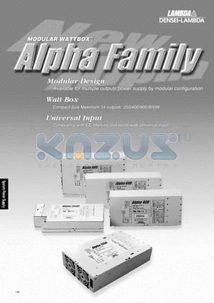 ALPHA400 datasheet - Modular Watt Box Multi-Output Power Supplies 250W/400W/600W/800W/1250W
