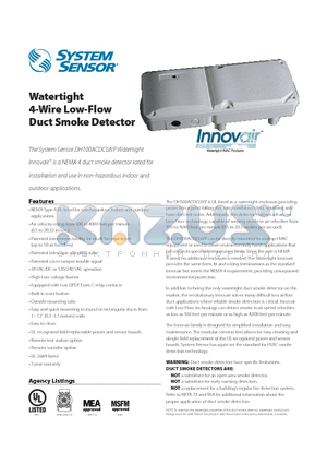 DH100ACDCLWP datasheet - Watertight 4-Wire Low-Flow Duct Smoke Detector