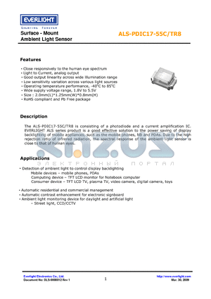 ALS-PDIC17-55C-TR8_09 datasheet - Ambient Light Sensor