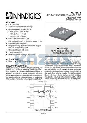 ALT6713 datasheet - HELP4 UMTS700 (Bands 13 & 14) LTE Linear PAM