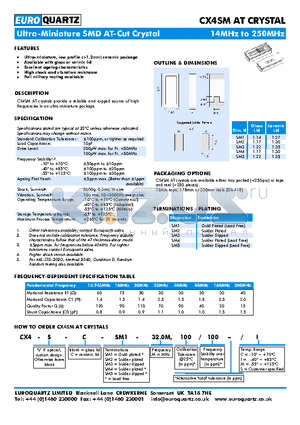 CX4SMAT datasheet - Available with glass or cermic lid