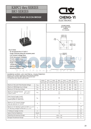 BR31 datasheet - SINGLE-PHASE SILICON BRIDGE