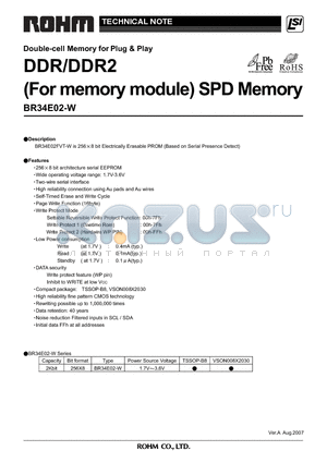 BR34E02NUX-WTR datasheet - DDR/DDR2 (For memory module) SPD Memory