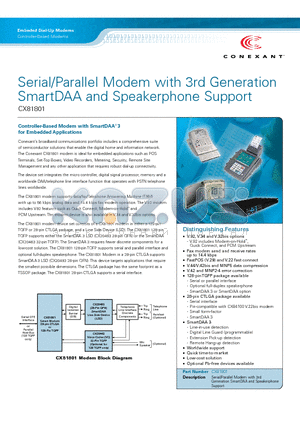 CX81801 datasheet - Serial/Parallel Modem with 3rd