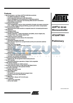 AT32AP7001-ALUT datasheet - 32-bit Microcontroller