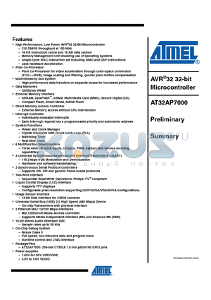 AT32AP7000_09 datasheet - AVR32 32-bit Microcontroller