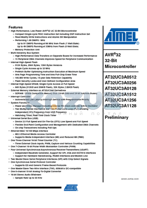 AT32UC3A0128 datasheet - AVR32 32-Bit Microcontroller