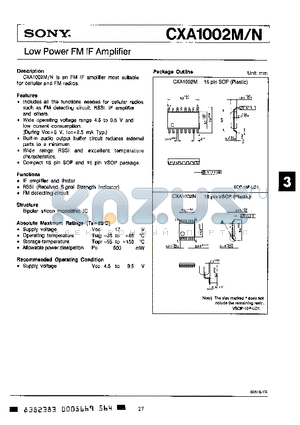 CXA1002M datasheet - LOW POWER FM IF AMPLIFIER