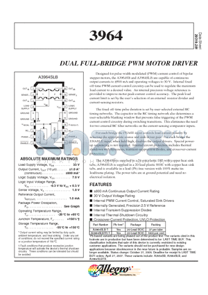 3964_00 datasheet - DUAL FULL-BRIDGE PWM MOTOR DRIVER