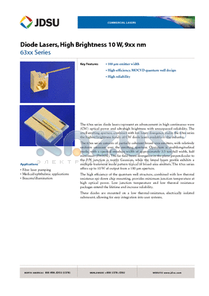 54-00207 datasheet - Diode Lasers,High Brightness 10 W, 9xx nm