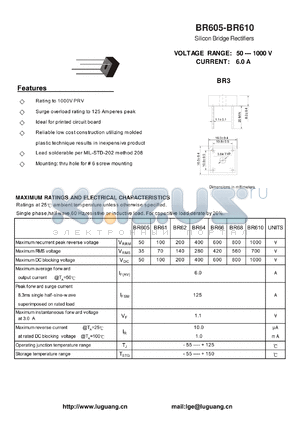 BR605 datasheet - Silicon Bridge Rectifiers