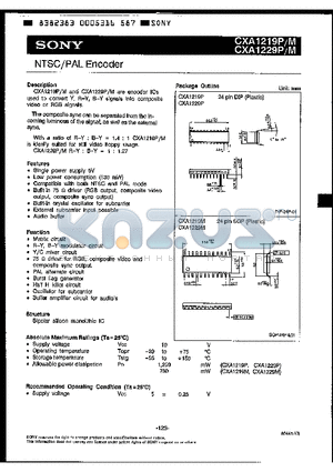 CXA1219P datasheet - NTSC/PAL Decoder