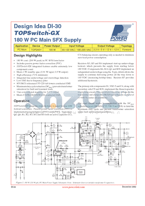 DI-30 datasheet - 180 W PC Main SFX Supply