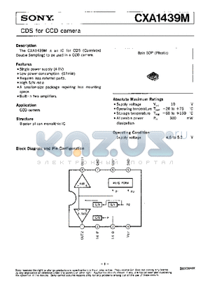 CXA1439M datasheet - CDS FOR CCD CAMERA