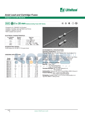 0233063P datasheet - 5 x 20 mm Medium-Acting Fuse