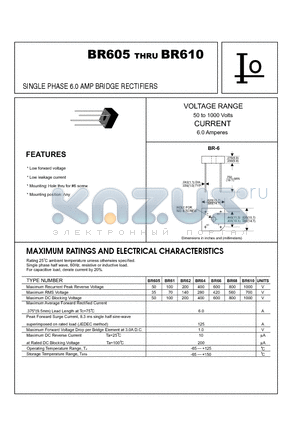 BR66 datasheet - SINGLE PHASE 6.0 AMP BRIDGE RECTIFIERS