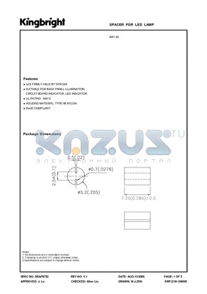 BR7.25 datasheet - SPACER FOR LED LAMP