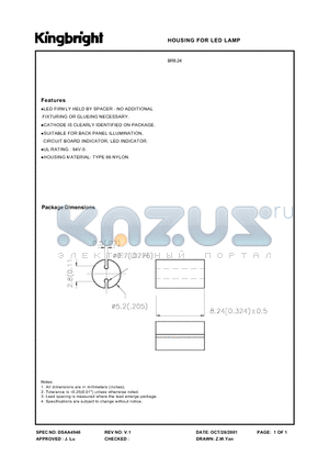 BR8.24 datasheet - HOUSING FOR LED LAMP