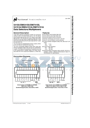 54151 datasheet - Data Selectors/Multiplexers