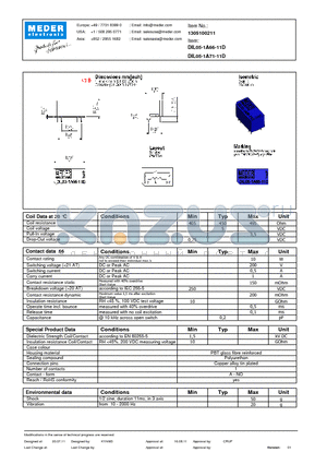 DIL05-1A66-11D datasheet - DIL Reed Relay