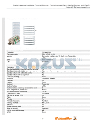 0235960000 datasheet - Connector markers, L x W: 5 x 5 mm, Polyamide, white