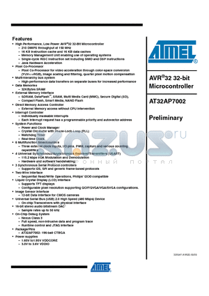 AT32AP7002-CTUT datasheet - AVR32 32-bit Microcontroller