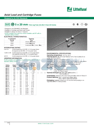 0239.250H- datasheet - Axial Lead and Cartridge Fuses - Designed to UL/CSA Standards