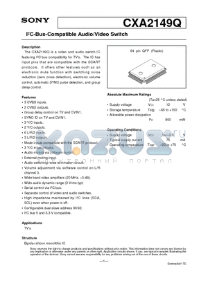 CXA2149 datasheet - US Audio Multiplexing Decoder