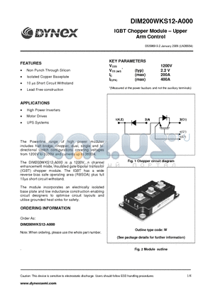 DIM200WKS12-A000_09 datasheet - IGBT Chopper Module - Upper Arm Control