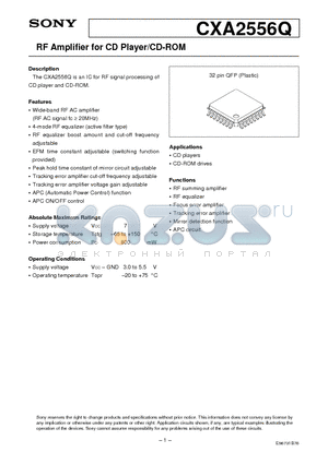 CXA2556 datasheet - RF Amplifier for CD Player/CD-ROM