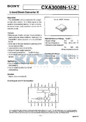 CXA3008N-2 datasheet - L-BAND DOWN CONVERTER IC