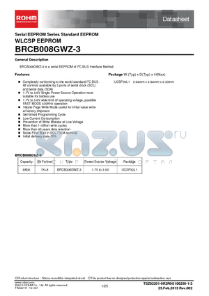 BRCB008GWZ-3 datasheet - Serial EEPROM Series Standard EEPROM WLCSP EEPROM