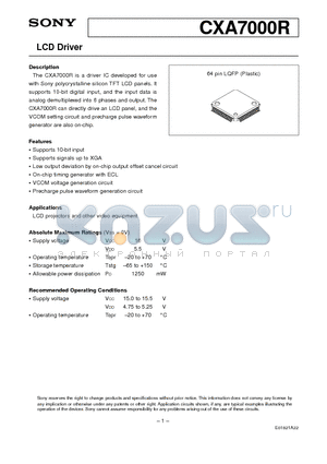 CXA7000R datasheet - LCD Driver