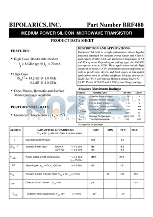 BRF48085 datasheet - MEDIUM POWER SILICON MICROWAVE TRANSISTOR