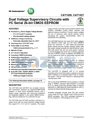 CAT1026YI-28-GT3 datasheet - Dual Voltage Supervisory Circuits with IbC Serial 2k-bit CMOS EEPROM