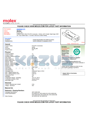 54550-1171 datasheet - 0.50mm (.020