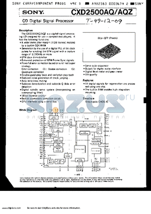 CXD2500AQ datasheet - CD DIGITAL SIGNAL PROCESSOR