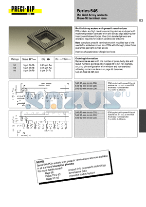 546-93-108-12-101-035 datasheet - Pin Grid Array sockets Press-fit terminations