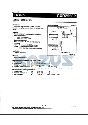 CXD2550P datasheet - Digital Filter for CD