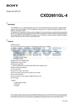 CXD2951GL-4 datasheet - Single Chip GPS LSI