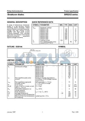 BRS212 datasheet - Breakover diodes