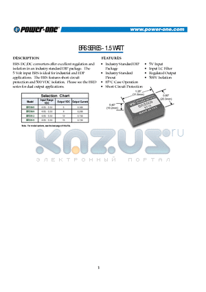 BRS509 datasheet - BRS DC/DC converters(1.5 WATT)