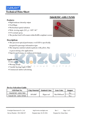 5484/R3DC-AHLC/MS datasheet - This precision optical performance oval LED is specifically designed for passenger information signs